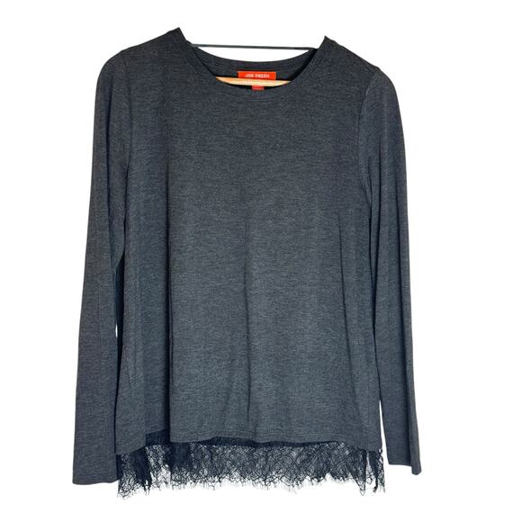 Joe Fresh Heather Gray Lace Long Sleeve Top Size Large - Gothcore Style - Picture 1 of 7